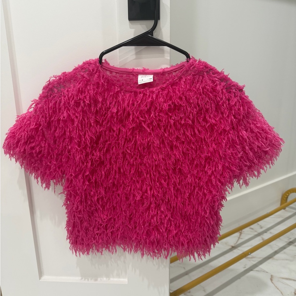 Zara girls hot pink fridge shirt size 8